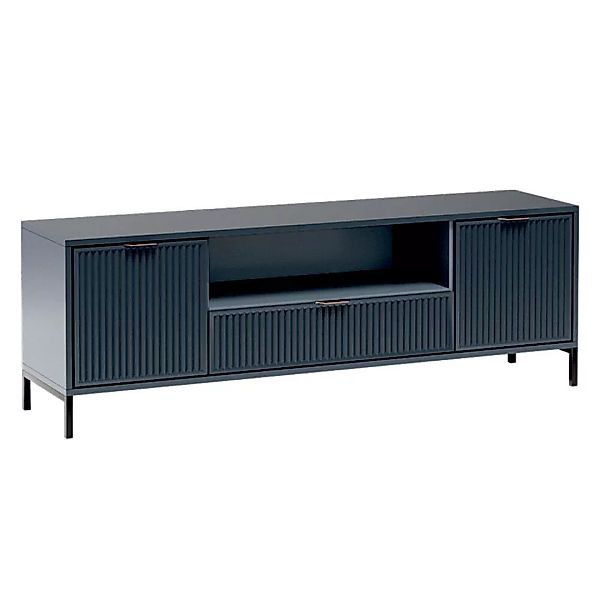 TV Lowboard in Indigo blau mit Rillenoptik 165 cm LAURO-161 günstig online kaufen
