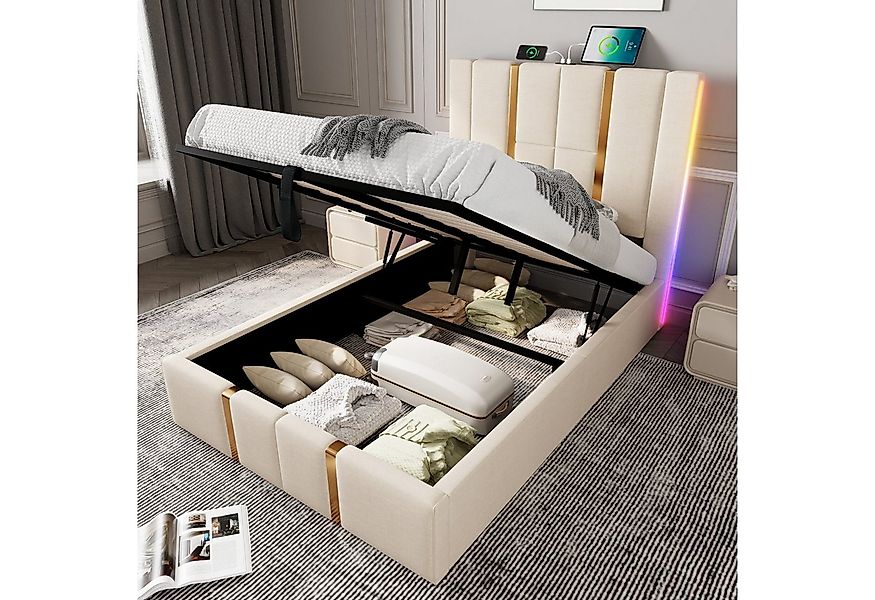 STILVORA Polsterbett Bettgestell 90x200 Einzelbett Jugendbett mit Stauraum, günstig online kaufen