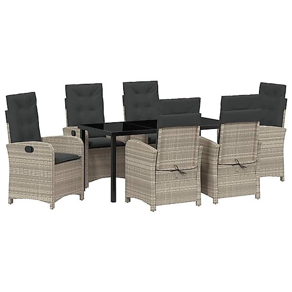 vidaXL Garten Essgruppe 7-Tlg Hellgrau Poly Rattan 3380299 günstig online kaufen