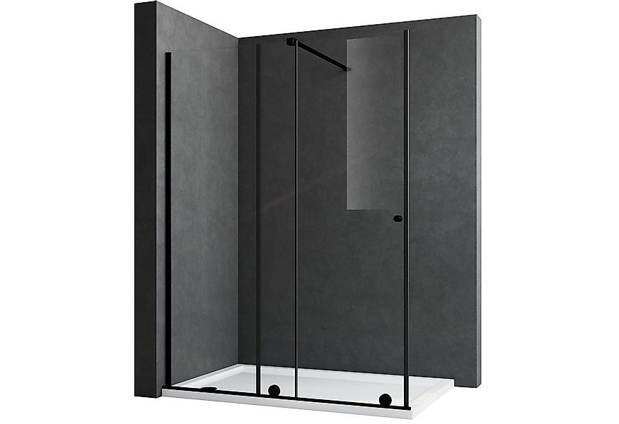 Boromal Duschwand für dusche Schiebetür Walk In Duschwand Schwarz (90-140) günstig online kaufen