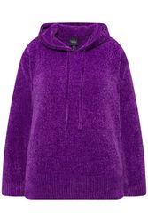 Ulla Popken Wollpullover Chenille-Hoodie Kapuze Kordel günstig online kaufen