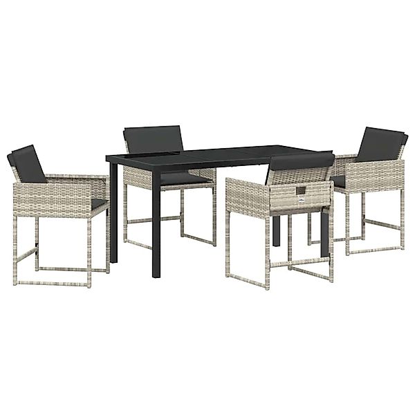 vidaXL Garten Essgruppe mit Kissen 5-Tlg Hellgrau Poly Rattan 3380025 günstig online kaufen
