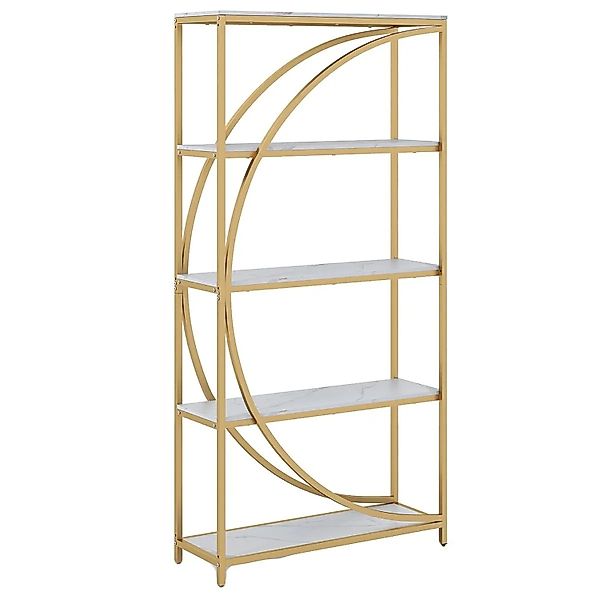 Costway Geometrisches Bücherregal Holz & Metall Weiß 86 x 30 x 175 cm günstig online kaufen