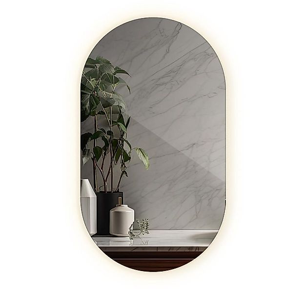 Tulup LED-Lichtspiegel Badspiegel LED Beleuchtung Ovaler Spiegel (Warmweiß günstig online kaufen