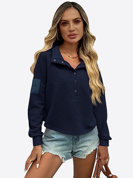 Imily Bela Sweatshirt Damen Kurzes Pullover mit Henley (Packung, 1-tlg., 1p günstig online kaufen