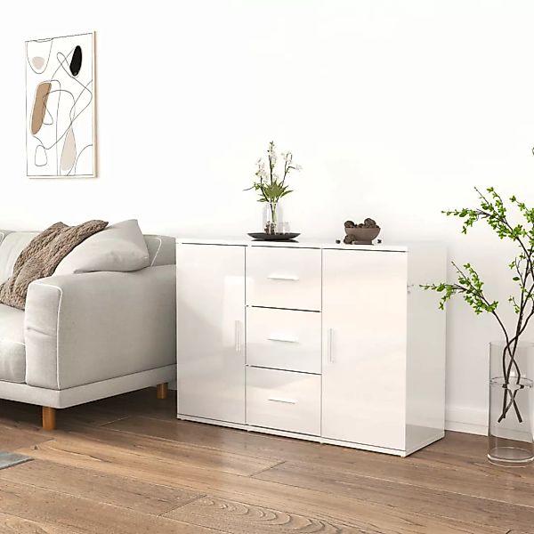 Vidaxl Sideboard Hochglanz-weiß 91x29,5x65 Cm Holzwerkstoff günstig online kaufen