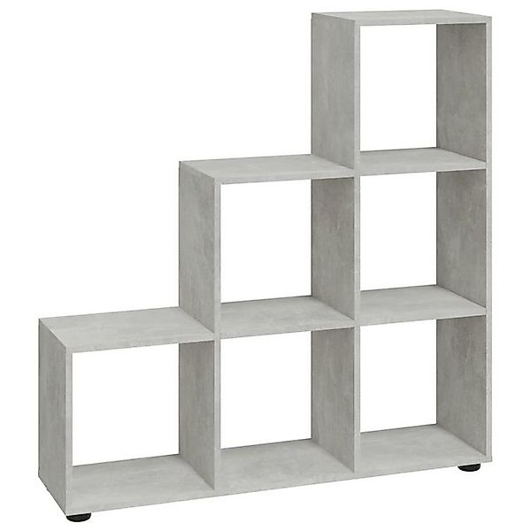 vidaXL Bücherregal Treppenregal Betongrau 107 cm Holzwerkstoff, 1-tlg. günstig online kaufen