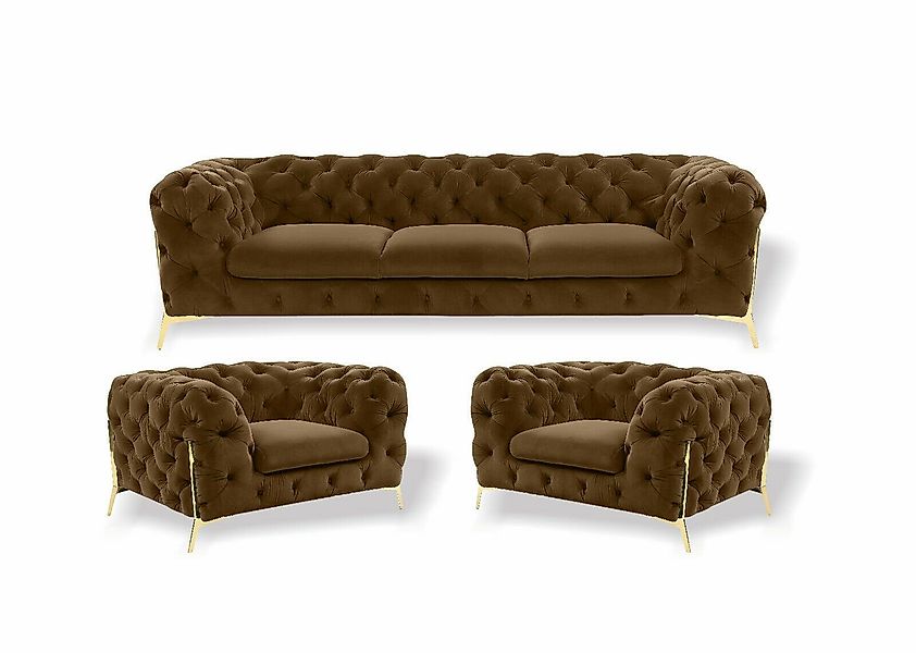 JVmoebel Chesterfield-Sofa Chesterfield luxus Sofa-Set 3+1+1, günstig online kaufen