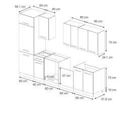 Vicco Küchenzeile Fame-Line, Eiche Paneel/Weiß/Weiß, 300 günstig online kaufen