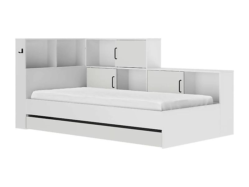 Bett mit Stauraum & Schublade - 90 x 200 cm - Weiß - ARMAND günstig online kaufen