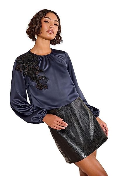 Friends Like These Langarmbluse Friends Like These Satin-Bluse mit Verzieru günstig online kaufen