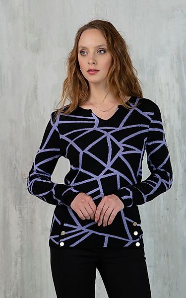 Passioni Strickpullover mit grafischem geometrischem Print günstig online kaufen