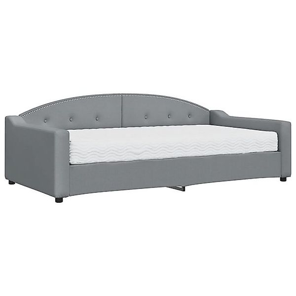 vidaXL Bett, Tagesbett mit Matratze Hellgrau 100x200 cm Stoff günstig online kaufen