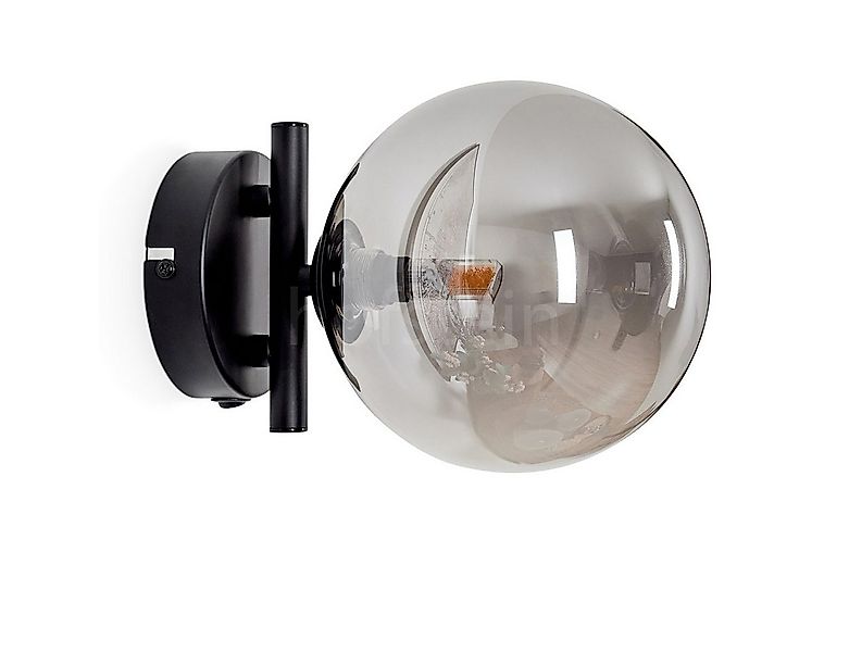 hofstein Wandleuchte Wandlampe aus Metall/Glas in Schwarz/Rauchfarben, ohne günstig online kaufen