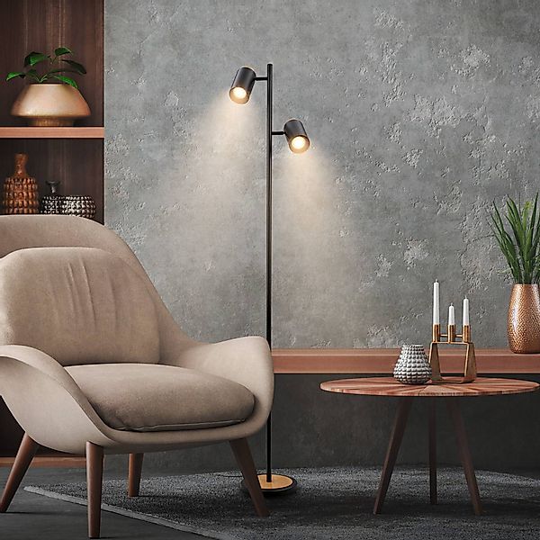 Stehleuchte Duta, schwarz/holz hell, Höhe 160 cm Metall/Holz günstig online kaufen