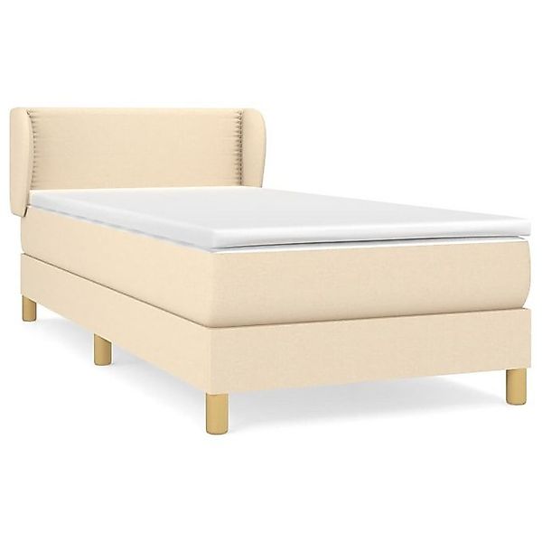 vidaXL Boxspringbett, Boxbett mit Matratze Creme 90x200 cm Stoff günstig online kaufen