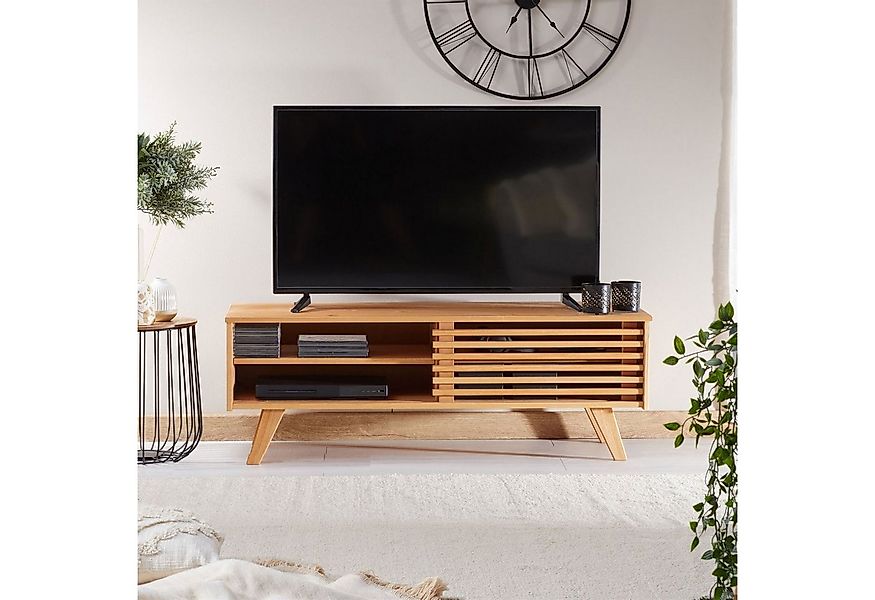 IDIMEX Lowboard SEAN, TV Kommode 115 cm aus Massivholz mit Schiebetür Eiche günstig online kaufen