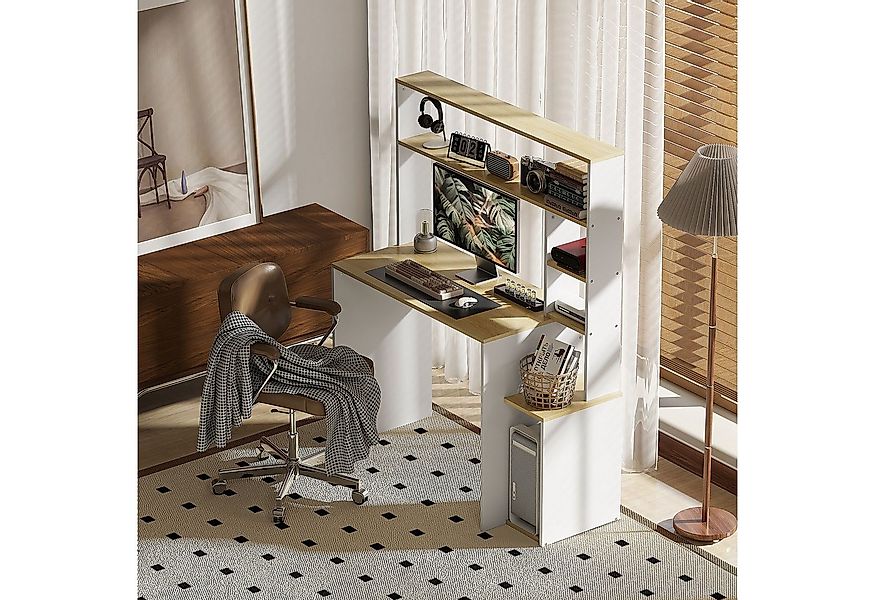 HOMCOM Computertisch mit offenen Regalen, CPU-Ständer, Stahlgestell (Schrei günstig online kaufen