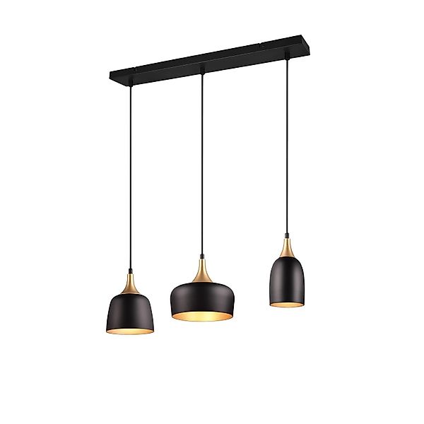 Trio Pendelleuchte Chiraz 3-flammig Schwarz Matt 63 cm x 20 cm günstig online kaufen