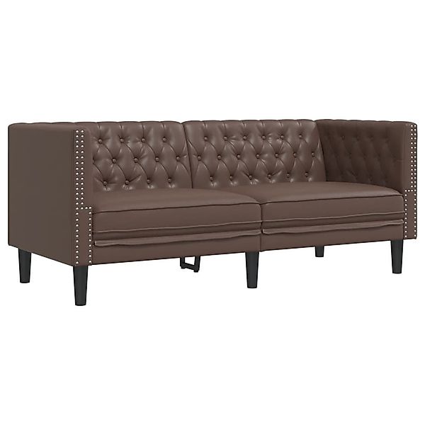 vidaXL Sofa Chesterfield-Sofa 2-Sitzer Braun Kunstleder günstig online kaufen