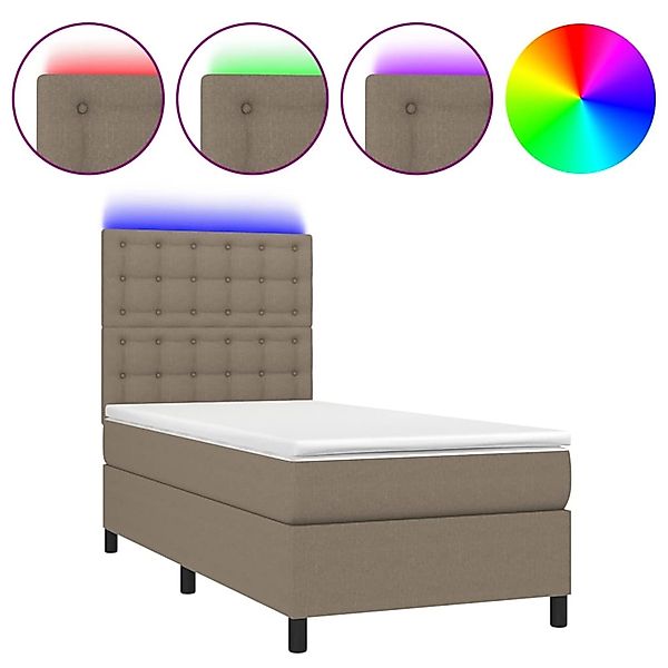 vidaXL Boxspringbett mit Matratze & LED Taupe 100x200 cm Stoff1468487 günstig online kaufen