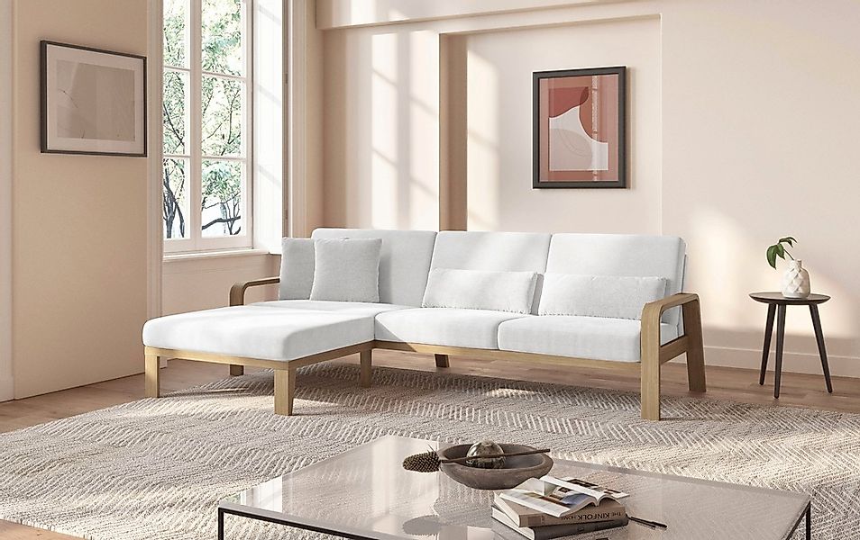 sit&more Ecksofa »Kolding L-Form«, Armlehnen aus Buchenholz in natur, versc günstig online kaufen