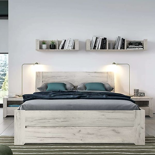 Schlafzimmer Set 5-teilig AMANTEA-129 mit Bett 160x200cm in weiß Eiche günstig online kaufen