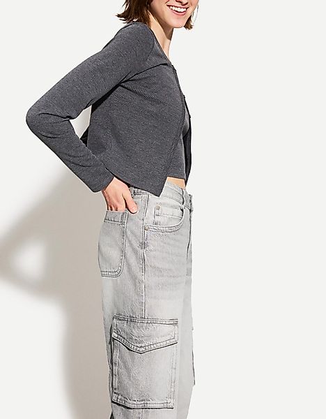 Bershka Cargo-Jeans Im Straight-Fit Damen 38 Grau günstig online kaufen