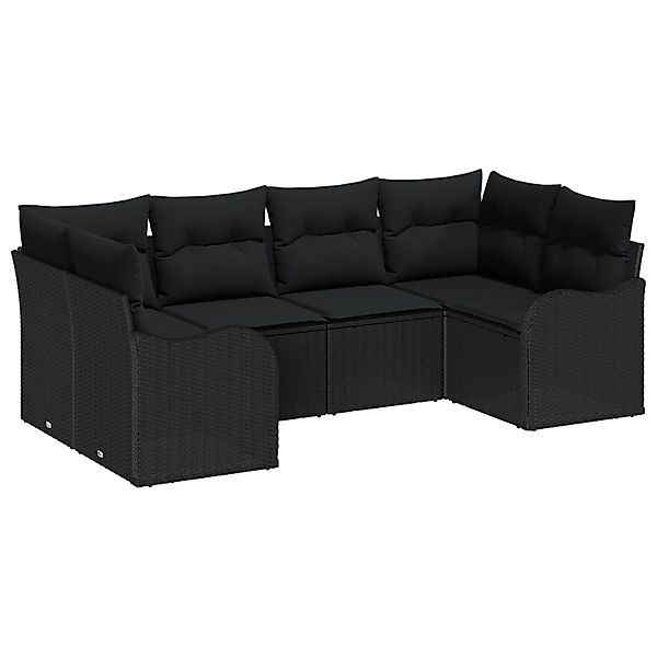 vidaXL Garten-Sofa-Set mit Kissen 6-Tlg Schwarz Poly Rattan 3354512 günstig online kaufen