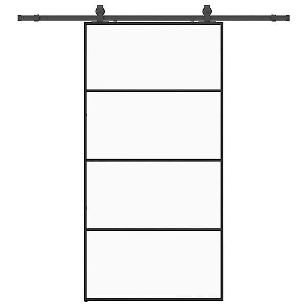 vidaXL Schiebetür mit Beschlag Schwarz 102,5x205 cm ESG-Glas 3375860 günstig online kaufen