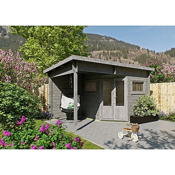 Fjordholz 5-Eck Gartenhaus Modell Leva 2B Grau Imprägniert günstig online kaufen