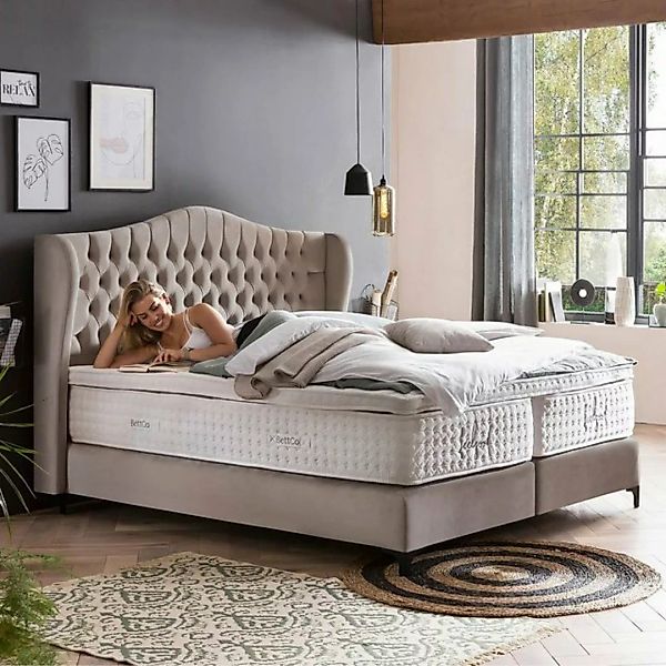 BettCo Boxspringbett Maison (in Taupe Velours, 160 x 200 cm), Chesterfield, günstig online kaufen