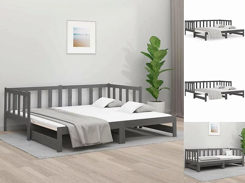 vidaXL Bettgestell Tagesbett Ausziehbar Grau 2x90x190 cm Massivholz Kiefer günstig online kaufen