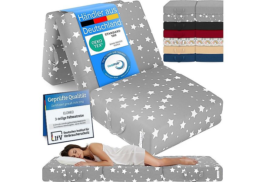 Klappmatratze 3-teilig, Gästematratze mit extra dickem Schaumstoff, ELONEO, günstig online kaufen
