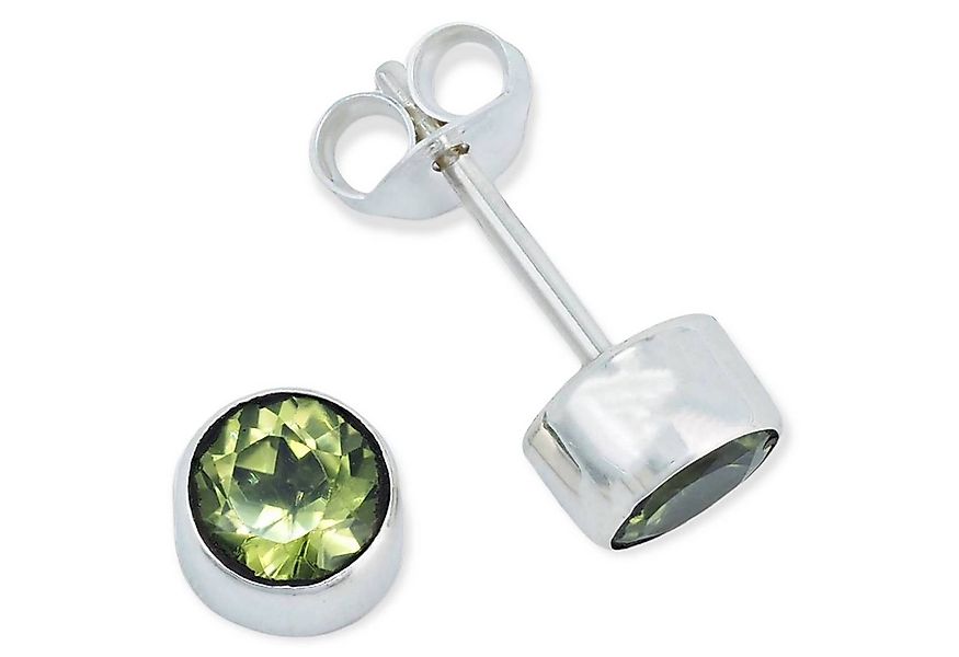 mantraroma Paar Ohrstecker SAMA rund klein aus 925 Silber mit Peridot (Paar günstig online kaufen
