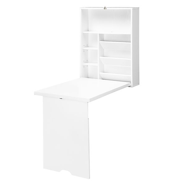 HOMCOM Wandklapptisch mit Regalen, klappbarer Wandtisch, platzsparende Tisc günstig online kaufen