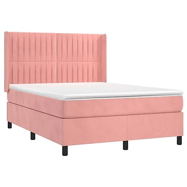 vidaXL Boxspringbett mit Matratze & LED Rosa 140x200 cm Samt 3139690 günstig online kaufen