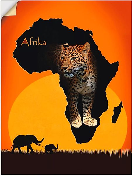 Artland Wandbild "Afrika der schwarze Kontinent", Wildtiere, (1 St.) günstig online kaufen