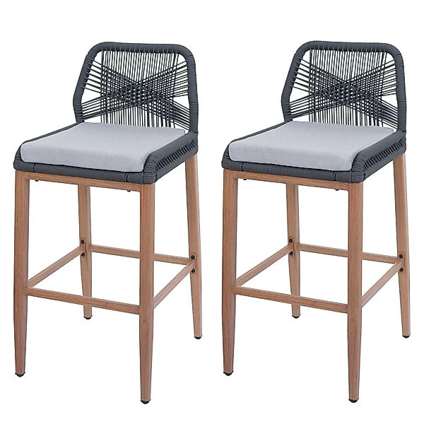 Proregal 2er-Set Rope-Barhocker HxBxT 101x45x50 cm Sitzhöhe 76cm Anthrazit günstig online kaufen