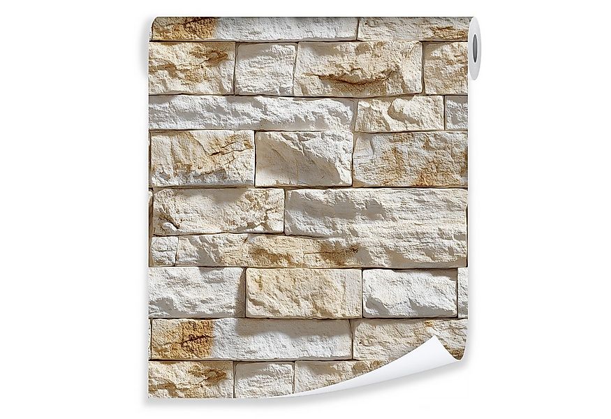Wallarena Fototapete Ziegel Weiß Creme Natur Wohnzimmer Schlafzimmer Tapete günstig online kaufen