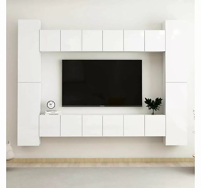 furnicato TV-Schrank 10-tlg. TV-Schrank-Set Hochglanz-Weiß Holzwerkstoff günstig online kaufen