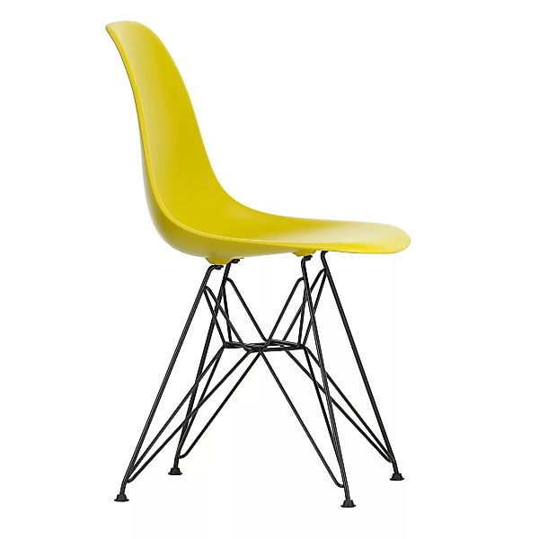 Vitra - Eames Plastic Side Chair DSR Gestell schwarz - senfgelb/Sitz Polypr günstig online kaufen