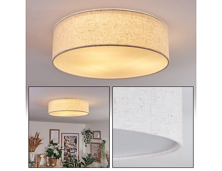 hofstein Deckenleuchte Deckenlampe aus Metall/Kunstleinen/Kunststoff in Wei günstig online kaufen