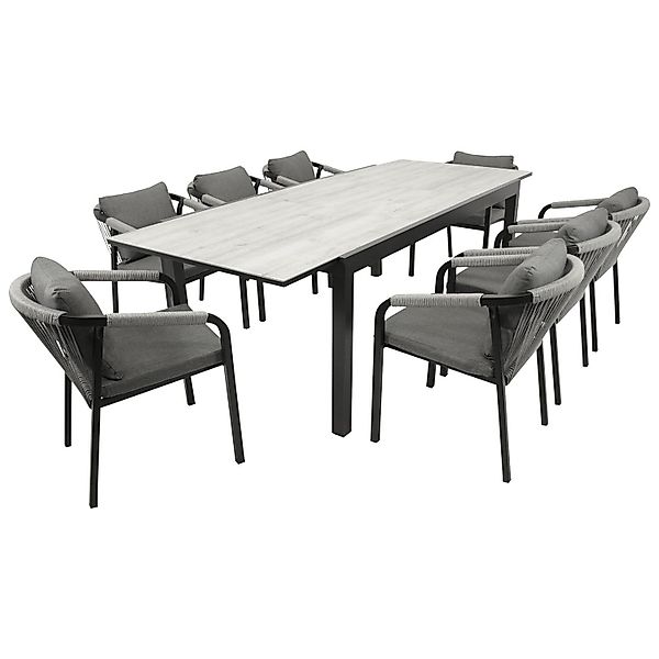 DEGAMO Garten-Essgruppe FARO, (9-tlg., 8x Stapelsessel, günstig online kaufen