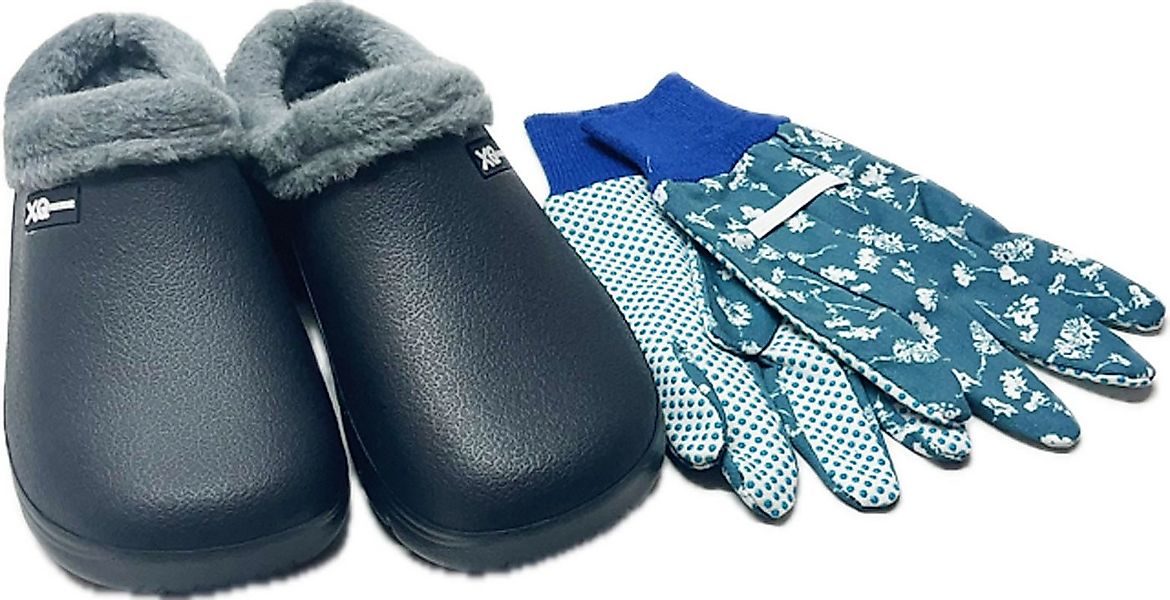 Steinnacher Bärbel Damen Gartenclogs navy gefüttert mit Gartenhandschuhen C günstig online kaufen