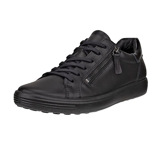 Ecco Soft 7 Side Zip Lace (Premium-Vollnarbenleder) schwarz Damen Sneaker günstig online kaufen
