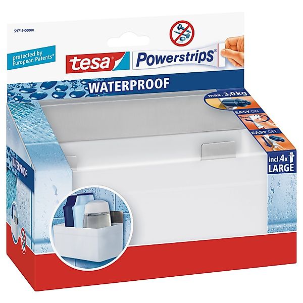 Tesa Waterproof Regal Weiß mit 4 x Powerstrips Large günstig online kaufen