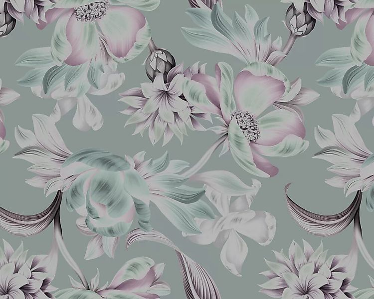 Fototapete "Tender Blossom Grey" 4,00x2,50 m / Glattvlies Brillant günstig online kaufen