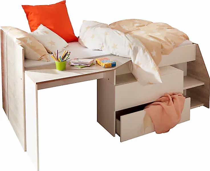 Parisot Hochbett Milky in Weiß und Grey Loft oder Schwarz und Jackson Eiche günstig online kaufen