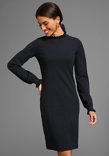 Laura Scott Strickkleid Ohne Taschen aus Viskosemischung mit femininem Rüsc günstig online kaufen